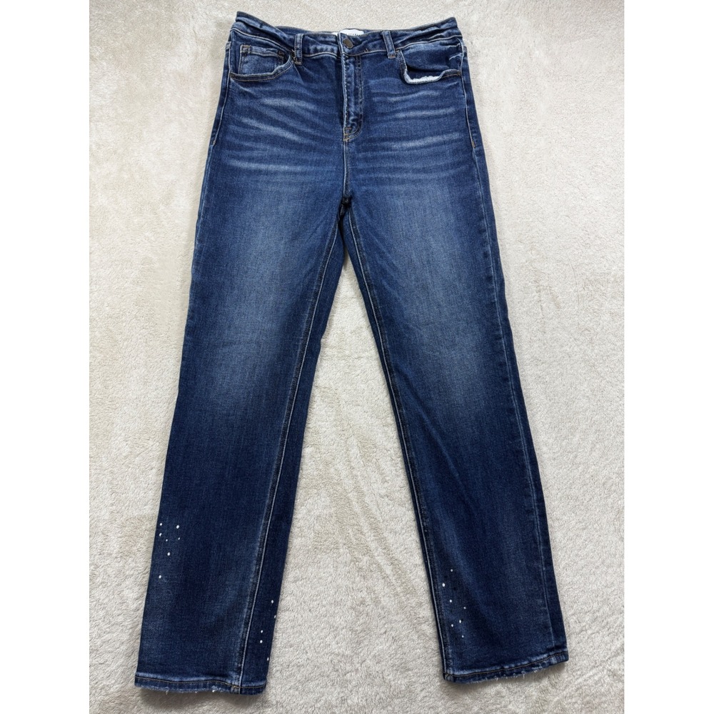 Risen Womens High Rise Straight Leg Blue Jeans 15/32 Meas: 30x29